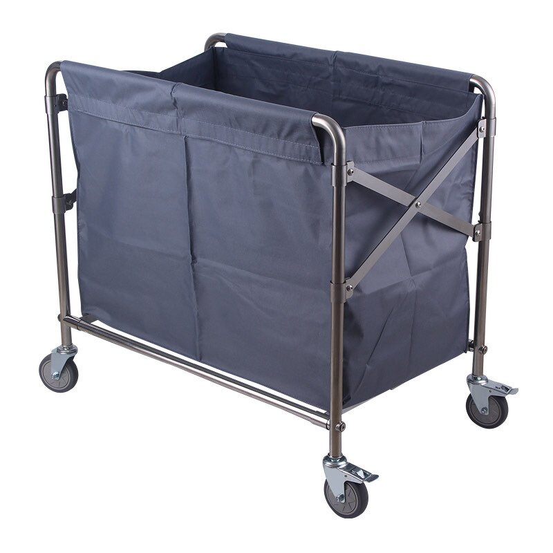 Bed Sheet Collection Trolley Manufacturer - Stainless Steel Foldable Cleaning Cart for Hotel Linen and Laundry Use