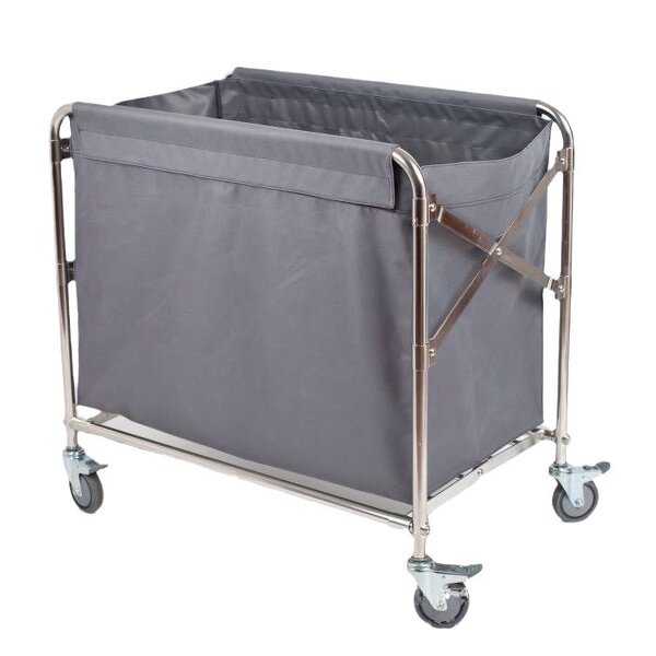 Linen Collection Trolley Manufacturer - Stainless Steel Folding Cart for Bed Sheet Transport and Room Cleaning Services