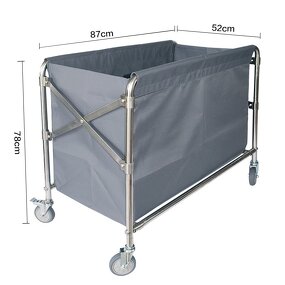 Linen Collection Trolley Manufacturer - Stainless Steel Folding Cart for Bed Sheet Transport and Room Cleaning Services