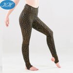 Pole Dance Leggings Manufacturer - Custom Leopard Gold Printing Sticky Exotic Pole Wear