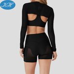 Mesh Yoga Sets Manufacturer - Custom Heat Wave Shrug for Women Sport Wear Fitness Set