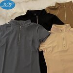 Equestrian Tops Manufacturer - Stock Women Short Sleeve Stretch Sun Shirts Wholesale Lady Horse Riding Base Layer