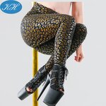 Pole Dance Leggings Manufacturer - Custom Leopard Gold Printing Sticky Exotic Pole Wear