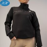 Half Zip Sweatshirt Manufacturer - Custom 84% Polyester 16% Spandex Fabric Women Riding Tops