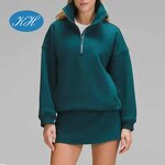 Half Zipper Sweatshirt Manufacturer - Custom Over Size Fit Thick Fleece Winter High Collar Hoodie