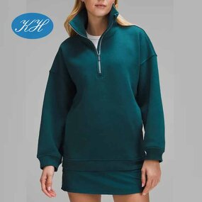 Half Zipper Sweatshirt Manufacturer - Custom Over Size Fit Thick Fleece Winter High Collar Hoodie