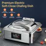 Electric Chafing Dish Manufacturer - Luxury Square Silver Stainless Steel Soft-Close Glass Lid Buffet Set