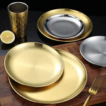 Plate Set Manufacturer - Unbreakable Gold Silver Stainless Steel Mental Food Dishes Plates for Dinner Restaurant Luxury Wedding Charger