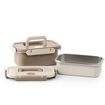 Food Storage Containers Manufacturer - Large 304 Stainless Steel with Handle Plastic Leak Proof Lids Stackable Kitchen Box Set