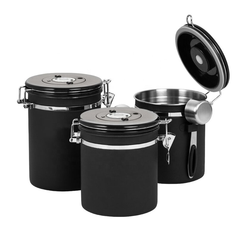 Coffee Bean Storage Canister Manufacturer - Airtight Data Tracker Set Multifunction Sustainable Kitchen Containers for Ingredient Spices Powder