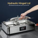 Electric Chafing Dish Manufacturer - Luxury 9L Chaffing Buffet Serving Hydraulics Glass Lid