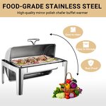 Chafing Dishes Manufacturer - 9L Rectangular Silver Stainless Steel Rolling Top Food Warmer 2025 Premium Round Buffet Set