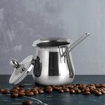 Turkish Coffee Pot Manufacturer - Modern Stainless Steel with Long Handle and lid Stove for Milk