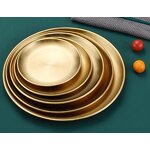Dinnerware Plate Set Manufacturer - Unbreakable Round for Food Dish Serving Chip and Crack Resistant Metal Gold Plates for Home Restaurant