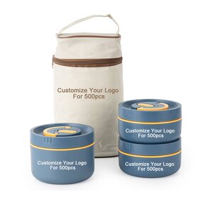 Lunch Box Manufacturer - Portable 304 Stainless Steel Round Vacuum Bento Insulated Thermal Metal Adult Kids Food with PP Spoon Bag