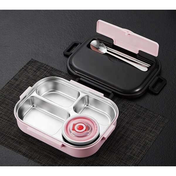 Lunch Box Manufacturer - Easy Clean BPA Free Adult Office Stainless Steel Leakproof Divided with 4/5 Compartment