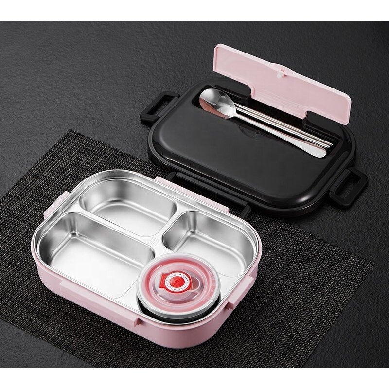 Lunch Box Manufacturer - Easy Clean BPA Free Adult Office Stainless Steel Leakproof Divided with 4/5 Compartment