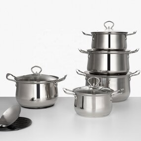 Cookware Set Manufacturer - Wholesale Stainless Steel 10 PCS with Glass Lid Kitchenware Home Use High Quality Cooking Pot