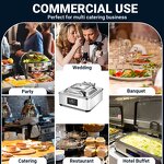 Electric Chafing Dish Manufacturer - Luxury Square Silver Stainless Steel Soft-Close Glass Lid Buffet Set