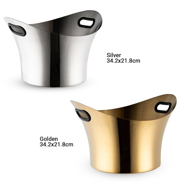 Ice Bucket Manufacturer - Factory Direct Luxury Gold Plated Antique Deer Handle Stainless Steel Metal Champagne Bowl