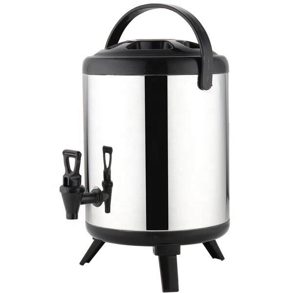 Milk Bucket Manufacturer - 10 Litres Stainless Steel Black Insulated Thermos Milk Tea Water Barrel Flask with Tap