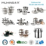 Cookware Set Manufacturer - Large 18/10 Stainless Steel Set of Pots OEM Heavy Base Big Non Stick Large Cooking Pot and Frying Pan