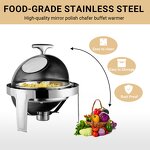 Chafing Dishes Manufacturer - Silver Stainless Steel Round with Glass Window Rolling Top Buffet Set