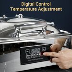 Electric Chafing Dish Manufacturer - Luxury Square Silver Stainless Steel Soft-Close Glass Lid Buffet Set