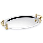 Serving Tray Manufacturer - Stainless Steel Oval Mirror Polished with Double Handles for Hotel Restaurant Supplies