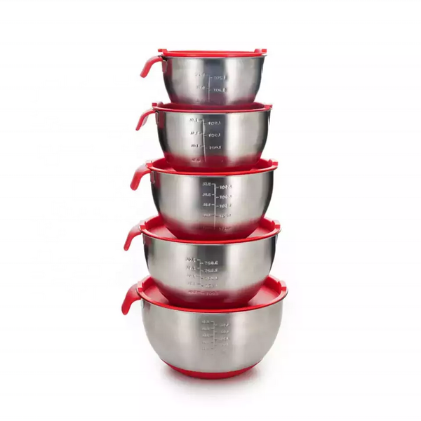 Salad Bowl Manufacturer - Factory Directly Sell Non-Slip Nesting 201 Stainless Steel Mixing Bowl With Lid