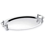 Serving Tray Manufacturer - Stainless Steel Oval Mirror Polished with Double Handles for Hotel Restaurant Supplies
