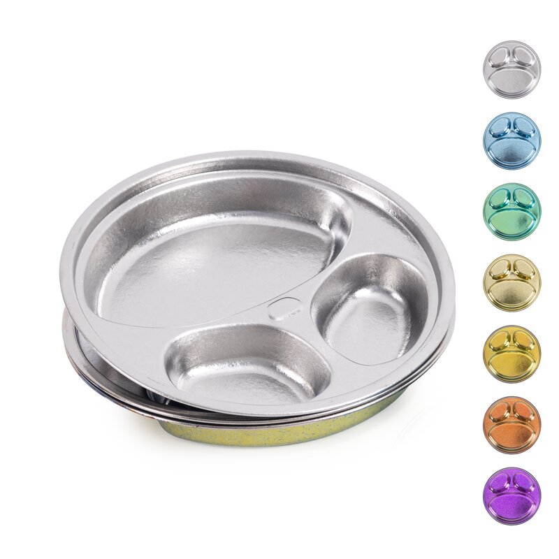 Plate Manufacturer - Nature Pure Titanium 3 Compartments Anti-Bacteria Home Kid Food Lightweight Durable Children Dinnerware Health