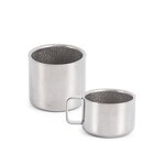 Tea Cup Manufacturer - Nature Color Pure Titanium 95ml with Handle Antibacterial Double Walled Small Outdoor Camping Coffee Beverages Set