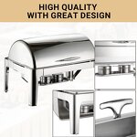 Chafing Dishes Manufacturer - 9L Rectangular Silver Stainless Steel Rolling Top Food Warmer 2025 Premium Round Buffet Set