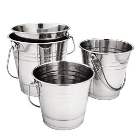 Water Bucket Manufacturer - Multi-Size Stacked Easy Cleaning Stainless Steel Pail Bar Ice Bucket With Lid/Handle and Hooks