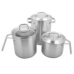 Cooking Pot Set Manufacturer - 3pcs Asparagus Pot With Mesh Basket for Hotel Restaurant Supplies