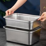 Gastronorm Pan Manufacturer - Perforated Stainless Steel Hotel Food 1/1 GN Pan Strainer Hotel Kitchenware Prep Container