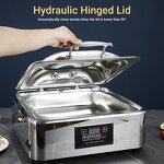 Electric Chafing Dish Manufacturer - Luxury Square Silver Stainless Steel Soft-Close Glass Lid Buffet Set