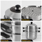 Steamer Pot Manufacturer - Large Capacity 3 Layers Steamer Composition Bottom Induction Cookware Commercial Big Cooking Kitchenware