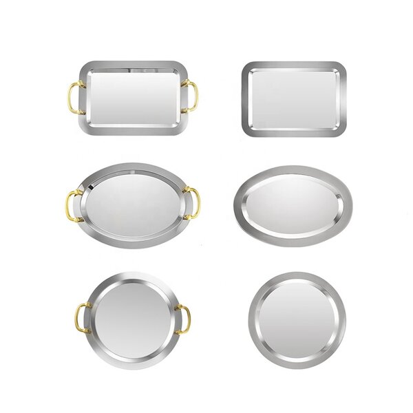 Serving Tray Manufacturer - Wholesale Luxury Golden Stainless Steel Metal Rectangular Vanity Gold Mirror