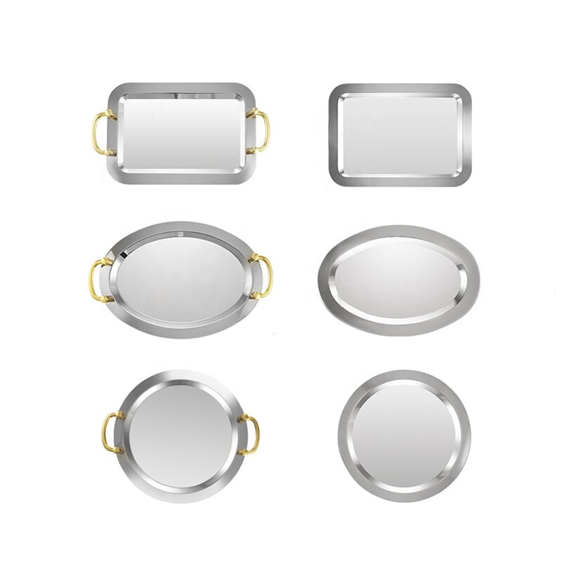 Serving Tray Manufacturer - Wholesale Luxury Golden Stainless Steel Metal Rectangular Vanity Gold Mirror