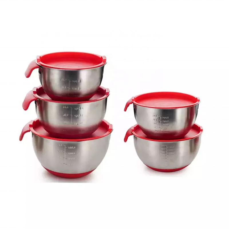 Mixing Bowls Manufacturer - Stainless Steel Grater Airtight Salad With Lids Set Soft Grip Handle Pouring Spout Measuring Cup/Graduation