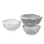 Filter Basket Manufacturer - Kitchen Multi Purpose Fruit Vegetable 5pcs Stainless Steel Mesh Strainer Set With Metal Standing Bottom