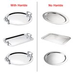 Serving Tray Manufacturer - Stainless Steel Oval Mirror Polished with Double Handles for Hotel Restaurant Supplies
