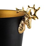 Ice Bucket Manufacturer - Luxury Gold Deer Head Black Stainless Steel Metal Beverages Tub with Handle Beer Wine Chillers