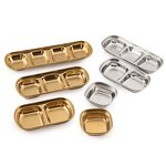 Seasoning Dishes Manufacturer - Japanese Rectangular Stainless Steel Snack Soy Sauce Square Dipping Bowl Plate for Restaurant