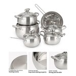 Cookware Set Manufacturer - Modern High Quality Stainless Steel 11 Set Popular Kitchen with Glass Lid Skillet Frying Pan Milk Sauce Pot