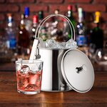 Ice Bucket Manufacturer - Silver Stainless Steel Ice Cubes with Lid Thongs and Separable Filter for Whiskey Wine champagne Double Wall