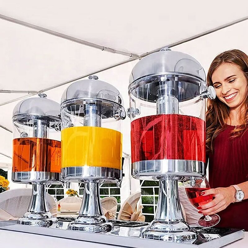 Beverage Dispenser Manufacturer - Stainless Steel Catering Cold 3 Tanks Juice Drinking with High Quality Glass