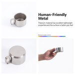 Tea Cup Manufacturer - Nature Color Pure Titanium 95ml with Handle Antibacterial Double Walled Small Outdoor Camping Coffee Beverages Set